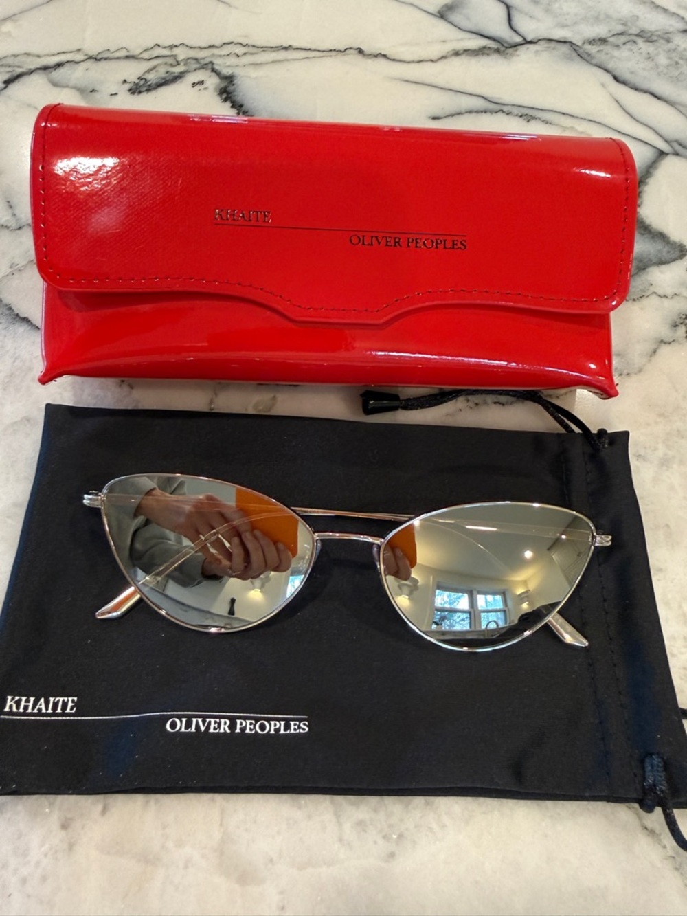 Khaite x Oliver Peoples Silver Cat-Eye Sunglasses
